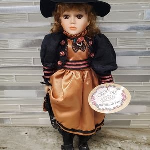 1990's Crowne Porcelain Doll Boxed Crown